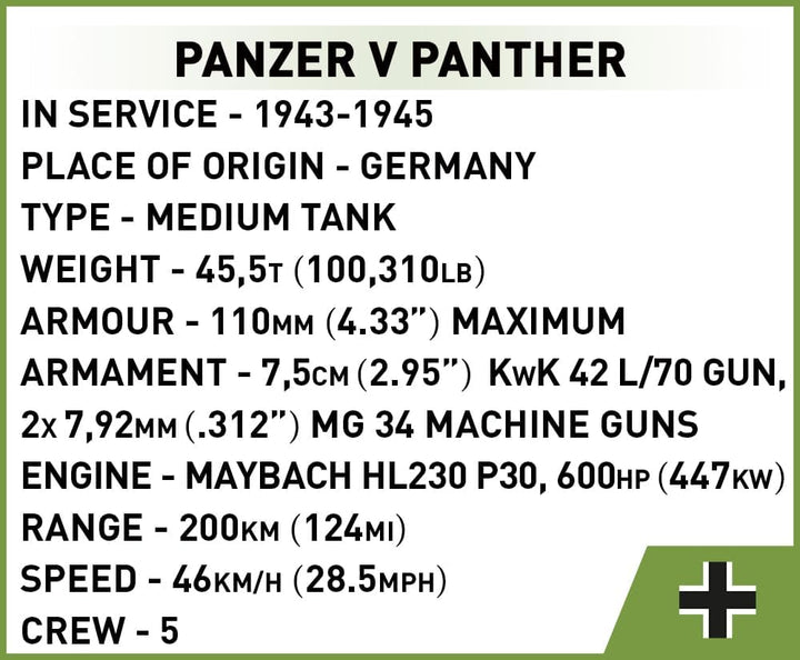 COBI Panzer V Panther, Einheitsgrösse