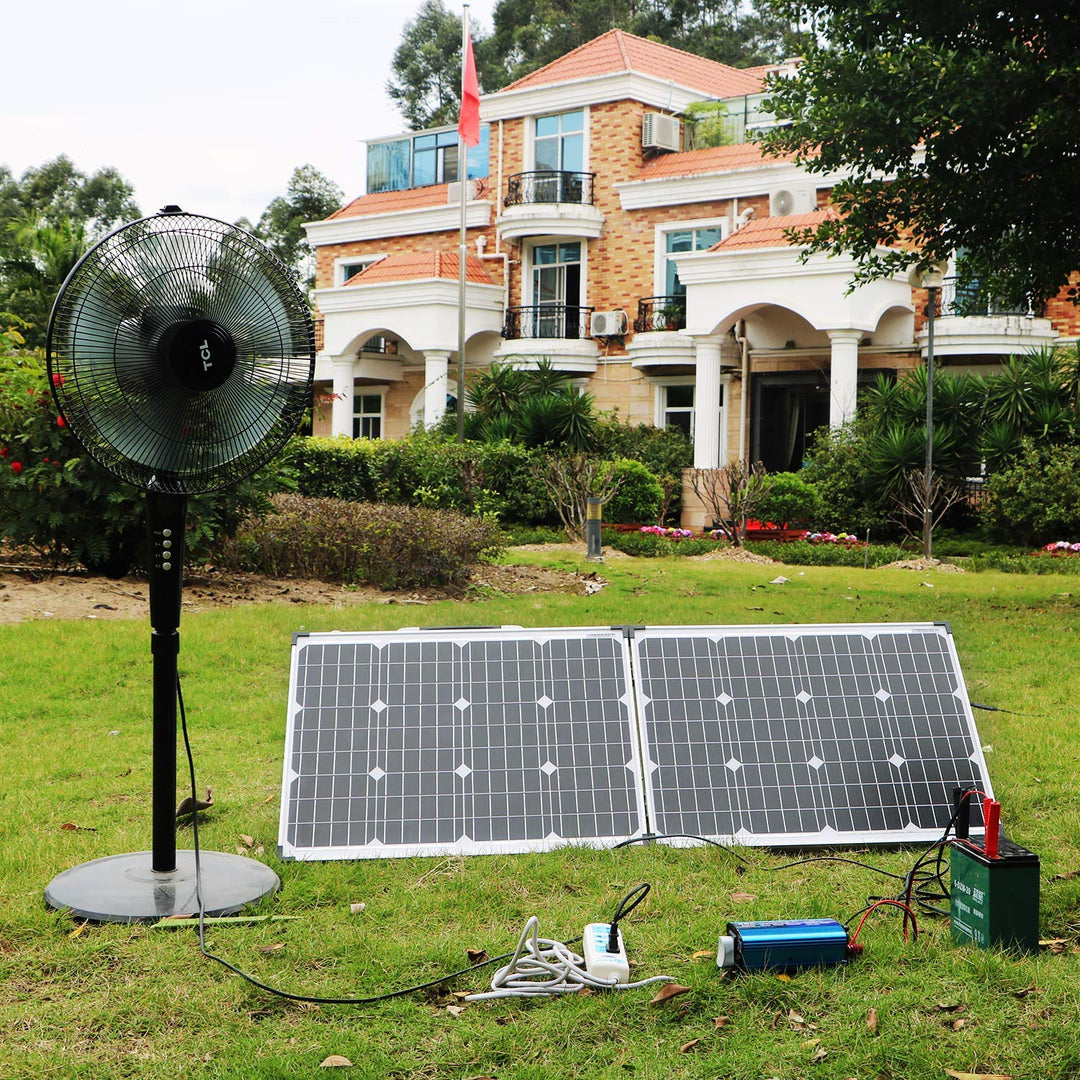 DOKIO Solarkoffer 100W mit Laderegler (2 USB-Ports) Solarpanel Faltbar für 12V Batterie Inklusive Tr