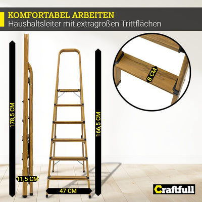 𝐂𝐑𝐀𝐅𝐓𝐅𝐔𝐋𝐋 Alu Stehleiter CF-133A | 𝟑 𝐉𝐀𝐇𝐑𝐄 𝐆𝐀𝐑𝐀𝐍𝐓𝐈𝐄 - Klappleiter mit Ablage - Haushaltsleiter - Alu