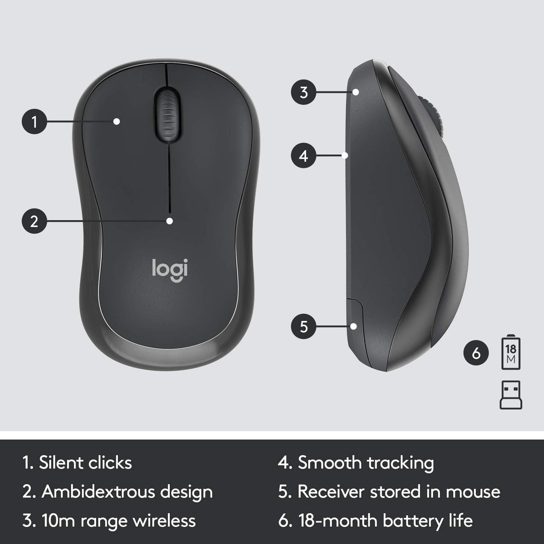 Logitech MK295 kabelloses Tastatur-Maus-Set mit SilentTouch-Technologie, Shortcut-Tasten, optischer