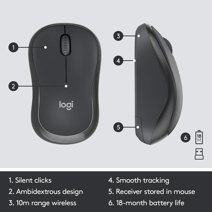 Logitech MK295 kabelloses Tastatur-Maus-Set mit SilentTouch-Technologie, Shortcut-Tasten, optischer