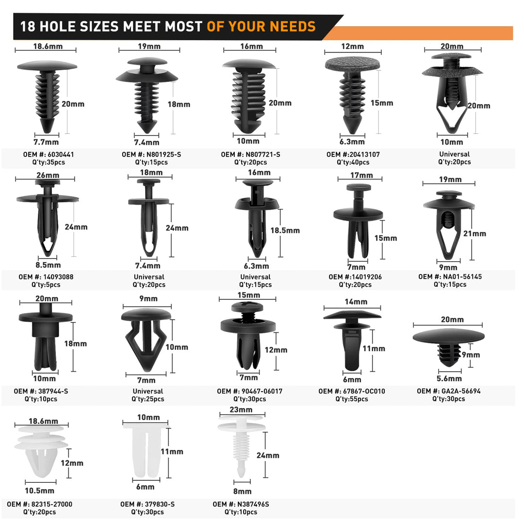 GOOACC 700 Stück Auto Push Retainer Clips Auto Fasteners Sortiment 30 Grössen Nylon Stossstange Fend