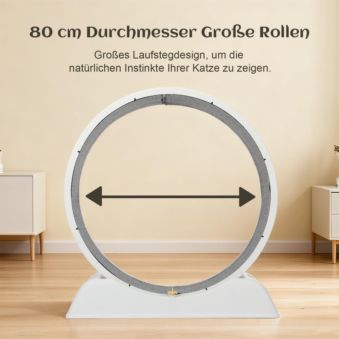 80 * 80cm Zoll Katzenräder für Indoor-Katzen, Plastik Katze Übung Laufband Rad mit Teppich Startbahn
