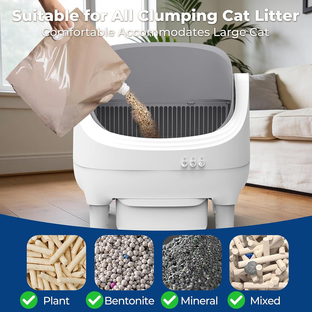 Selbstreinigende Katzentoilette mit App-Steuerung, Extra grosse Kapazität, Geruchsfrei, Automatische