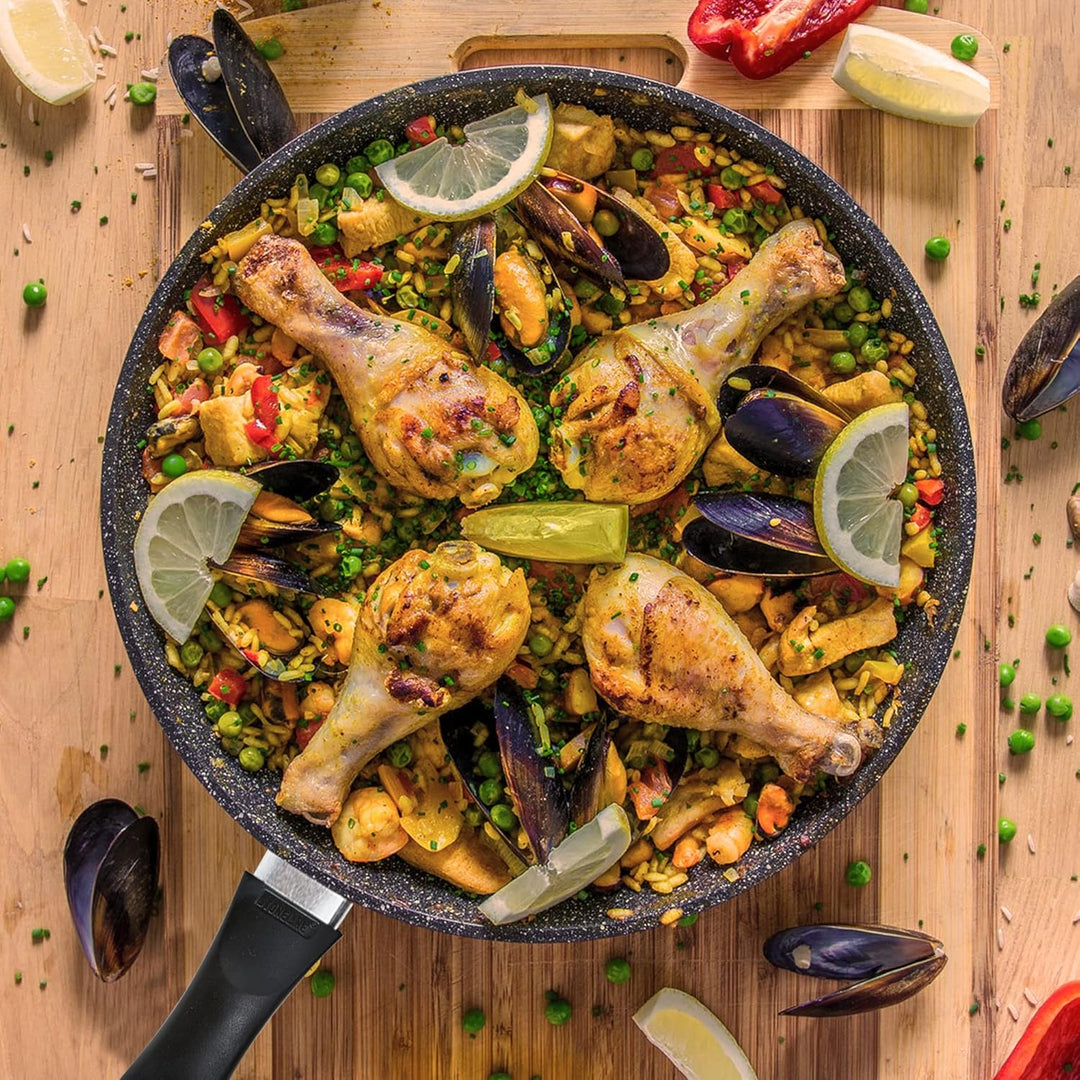 STONELINE Made in Germany Bratpfanne 28 cm, antihaft beschichtete Pfanne mit echten Steinpartikeln,