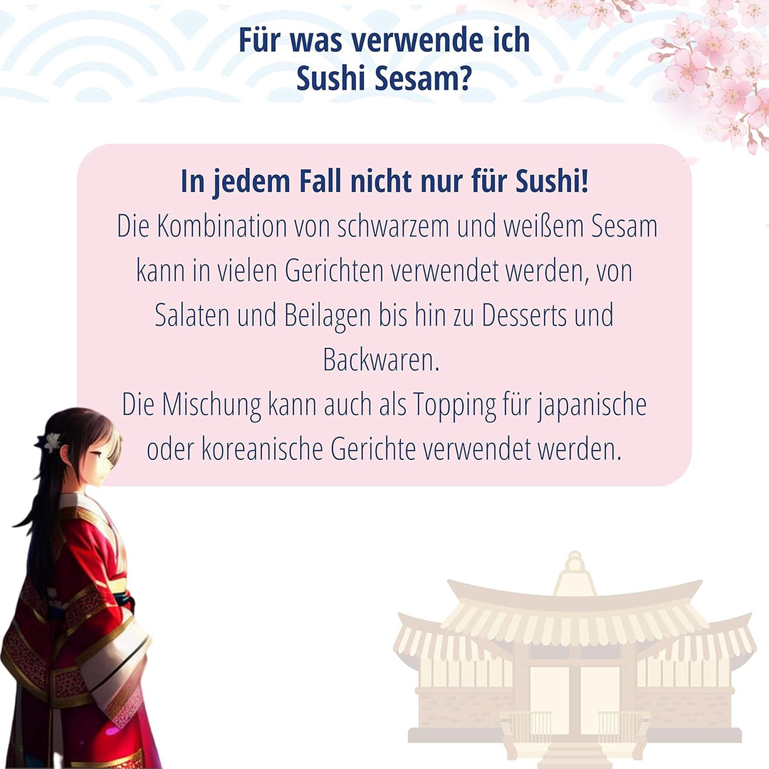 Asiafoodland - Sushi Sesam Mix - weisser und schwarzer Sesam für Inside Out und California Rolls - s