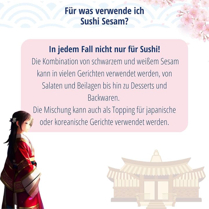 Asiafoodland - Sushi Sesam Mix - weisser und schwarzer Sesam für Inside Out und California Rolls - s