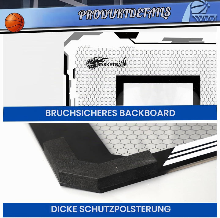 Indoor Basketballkorb Set mit 4 Bällen für Kinder Erwachsene, Basketball hängen an der Tür für Zimme
