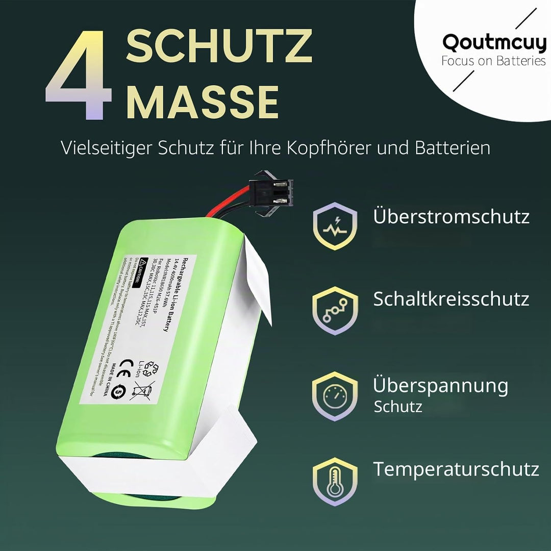 Tesvor X500 Akku, Aufgerüsteter 14.4V 4000mAh Super hohe Kapazität Li-Ion Akku für RoboVac, Tesvor X
