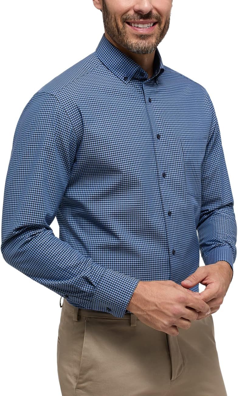 eterna Herren Kariertes Popeline Hemd MODERN FIT 45 Rauchblau, 45 Rauchblau