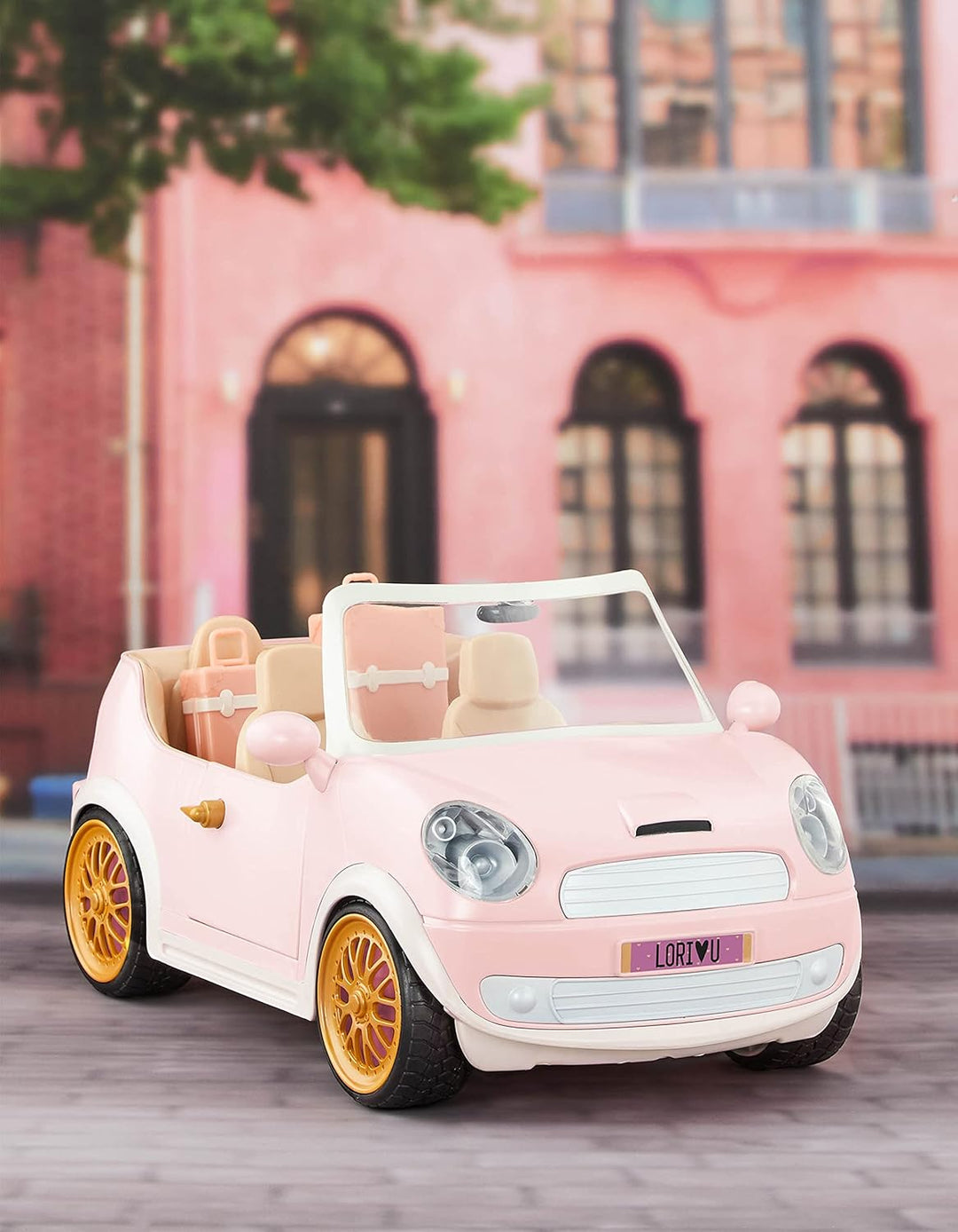Lori - GEH überall hin! Cabrio-Auto - Hellrosa - Cabrio-Auto für Mini-Puppen - Rosa Fahrzeug für 15