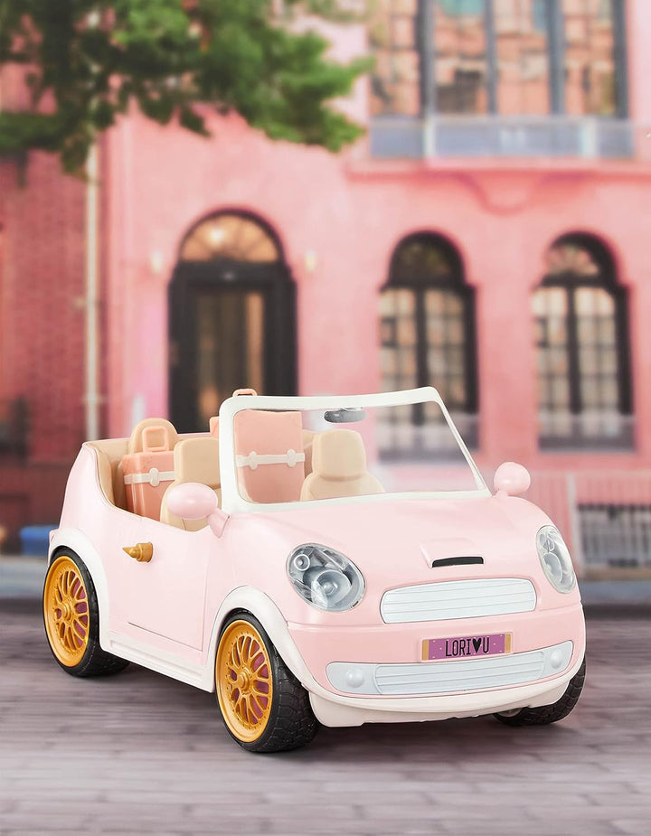 Lori - GEH überall hin! Cabrio-Auto - Hellrosa - Cabrio-Auto für Mini-Puppen - Rosa Fahrzeug für 15