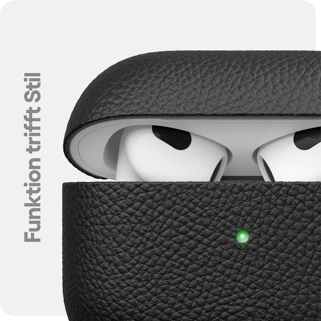 KeyBudz Artisan Leder Schutzhülle für Apple AirPods 3 Case, Etui, Ledertasche Echtleder, Kopfhörer O