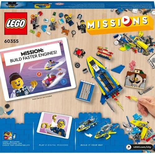 LEGO 60355 City Detektivmissionen Der Wasserpolizei, Interaktives Abenteuer-Spielset Mit Boot Und 4