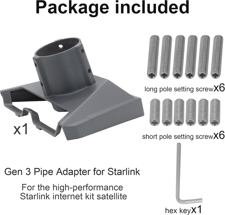 Starlink Gen 3 Rohradapter für Starlink, Montageset für Starlink, V3 Pole Mount, Gen 3 Mount Kit für