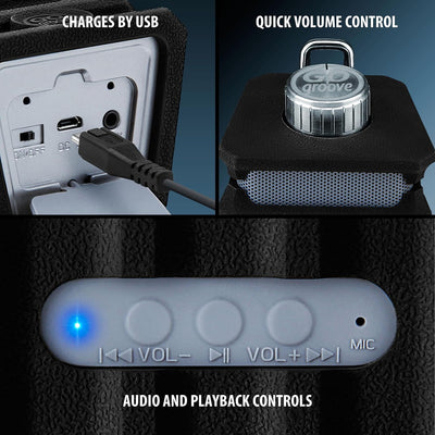 GOgroove Tragbarer kabelloser Bluetooth-Lautsprecher – IPX4 wasserfest, langlebiges, stossdämpfendes