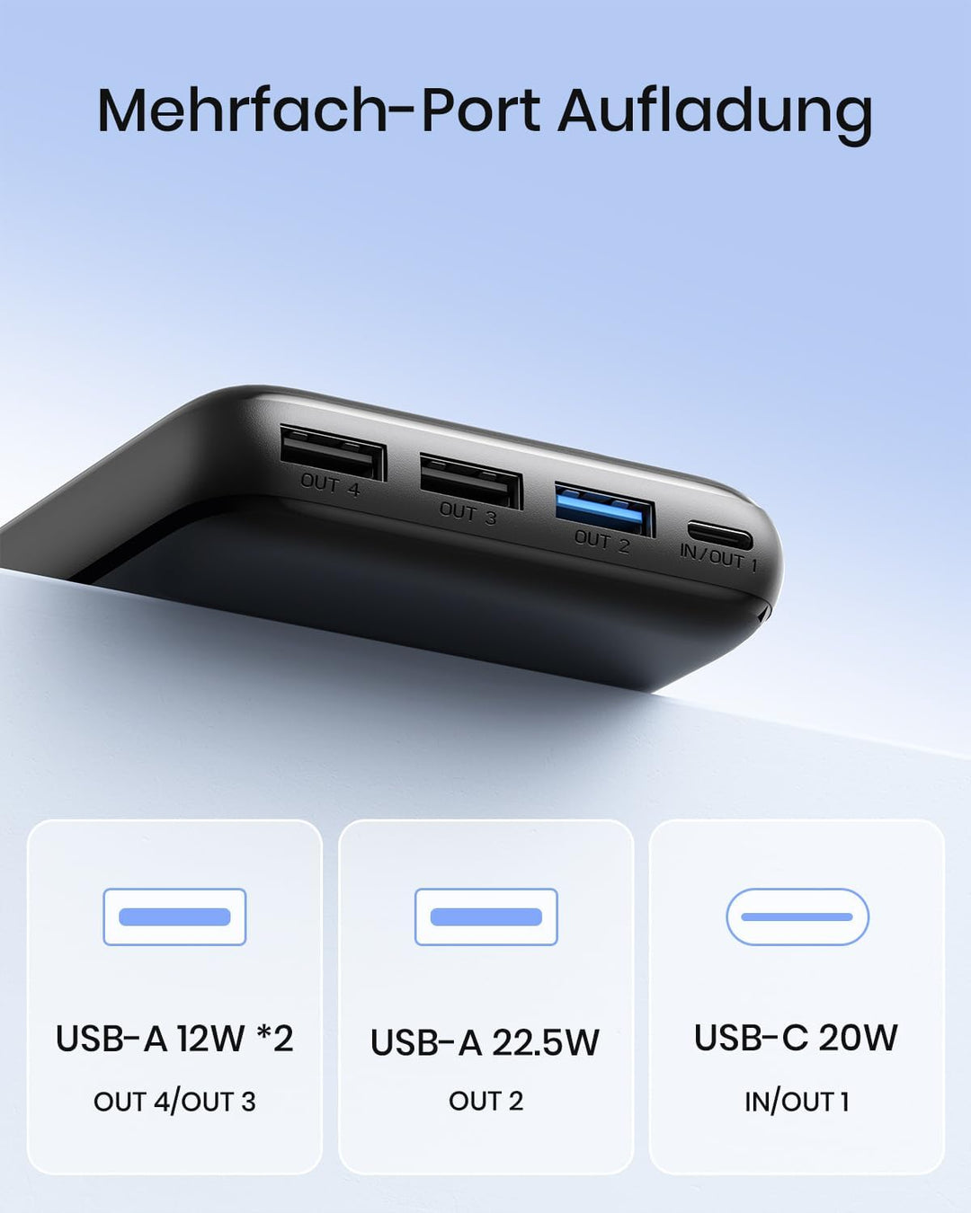 A ADDTOP Power Bank 27000mAh – 22.5W Schnellladefunktion klein Powerbank – Akkupack Externe Handyakk