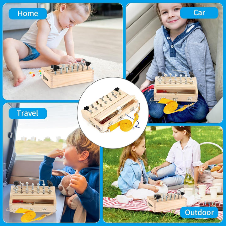 Montessori Spielzeug ab 3 4 Jahre, Motorikspielzeug Holzspielzeug Schraubendreher Busy Board mit Sch