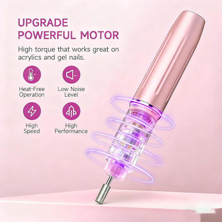 Elektrischer Nagelfräser Professionell,Tragbare Nagelfeile für Acryl-Gel-Nägel,Kabelloses wiederaufl
