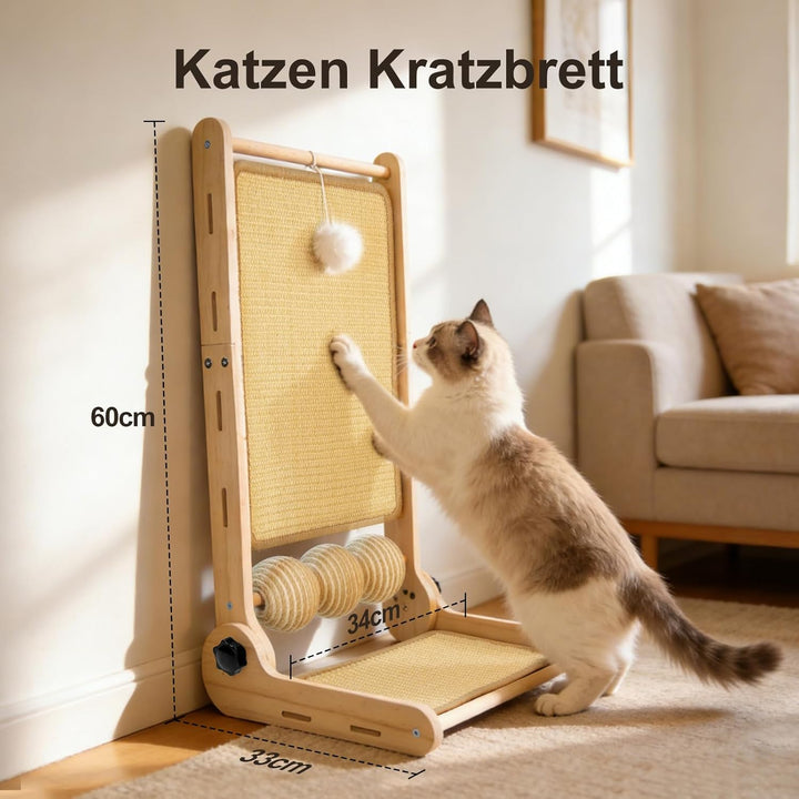 DONWEI Katzen Kratzbrett L-Förmiger, 60 cm Hohe Sisal Kratzbretter Katze Mehrzweck, Kratzbrett Sisal