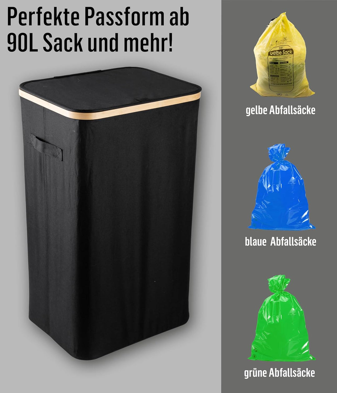 Deco haus® Gelber Sack Ständer 90L [Extra Tragetasche] - Gelber Sack Mülleimer - Stabiler Müllsackst