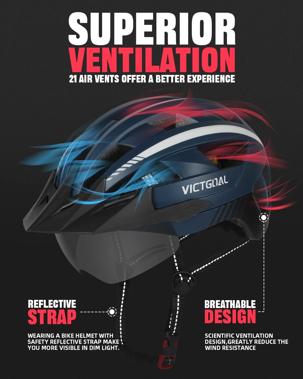 VICTGOAL Fahrradhelm MTB Mountainbike Helm mit magnetischem Visier Abnehmbarer Sonnenschutzkappe und