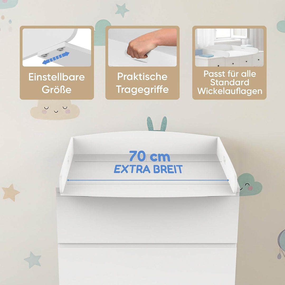 Wickelaufsatz Malm Kommode [80 &amp; 160cm] ohne Lücke zur Wand - Für grosse und kleine Malm Kommoden