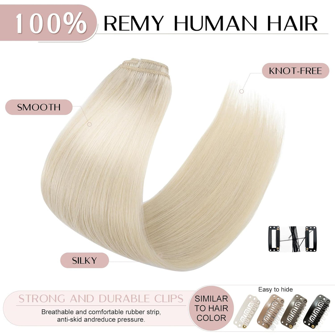 SEGO Clip in Extensions Echthaar 8 Tressen Haarverlängerung Haarteil günstig dünn 100% Remy Human Ha