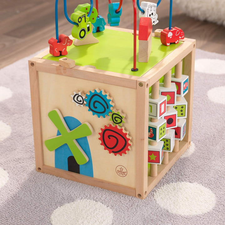 KidKraft Perlenlabyrinth Motorikwürfel aus Holz, Motorikspielzeug ab 1.5 Jahre, Activity Center Baby