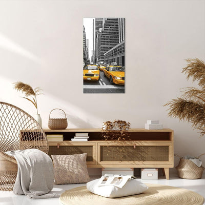 Bilder auf Leinwand 55x100cm Leinwandbild mit Rahmen Taxi Stadt Strasse Transport Gross Wanddeko Bil