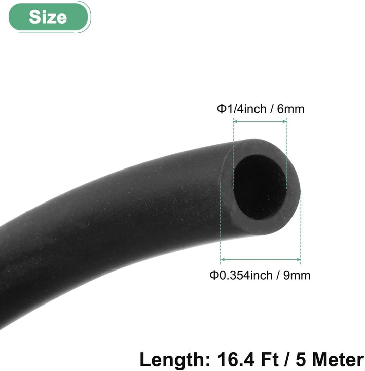 Schmierölschläuche, 6mm (1/4 Zoll) ID x 9mm OD 16,4FT Gummischlauchrohr für Bewässerung/Kleingeräte/