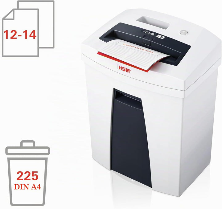 HSM 1900111 Aktenvernichter SECURIO C16, Sicherheitsstufe 2, 14 Blatt (Streifenschnitt), 3,9mm, 3,9m