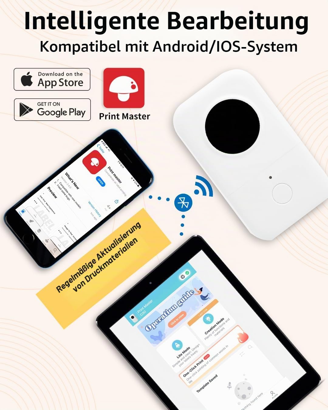 Phomemo D30 Bluetooth Etikettendrucker - Mini Beschriftungsgerät Selbstklebend Thermo Etikettiergerä