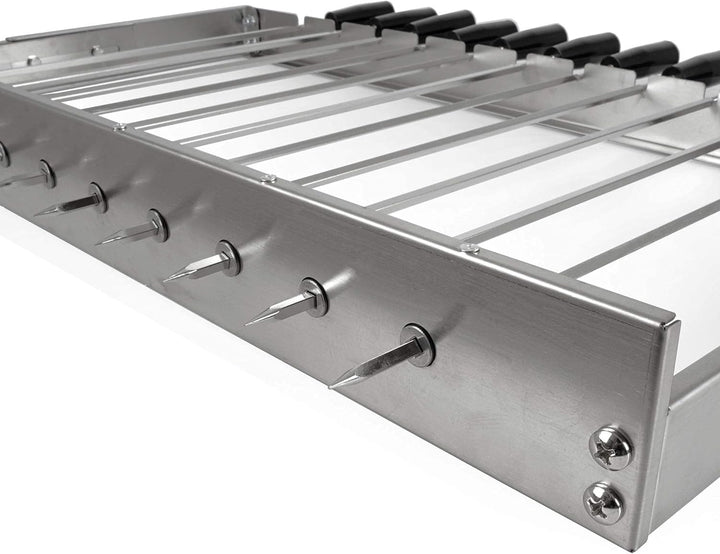 BBQ-Toro elektrischer Spiessdreher | Edelstahl Drehspiess Aufsatz mit 11 Spiessen und Motor | grösse