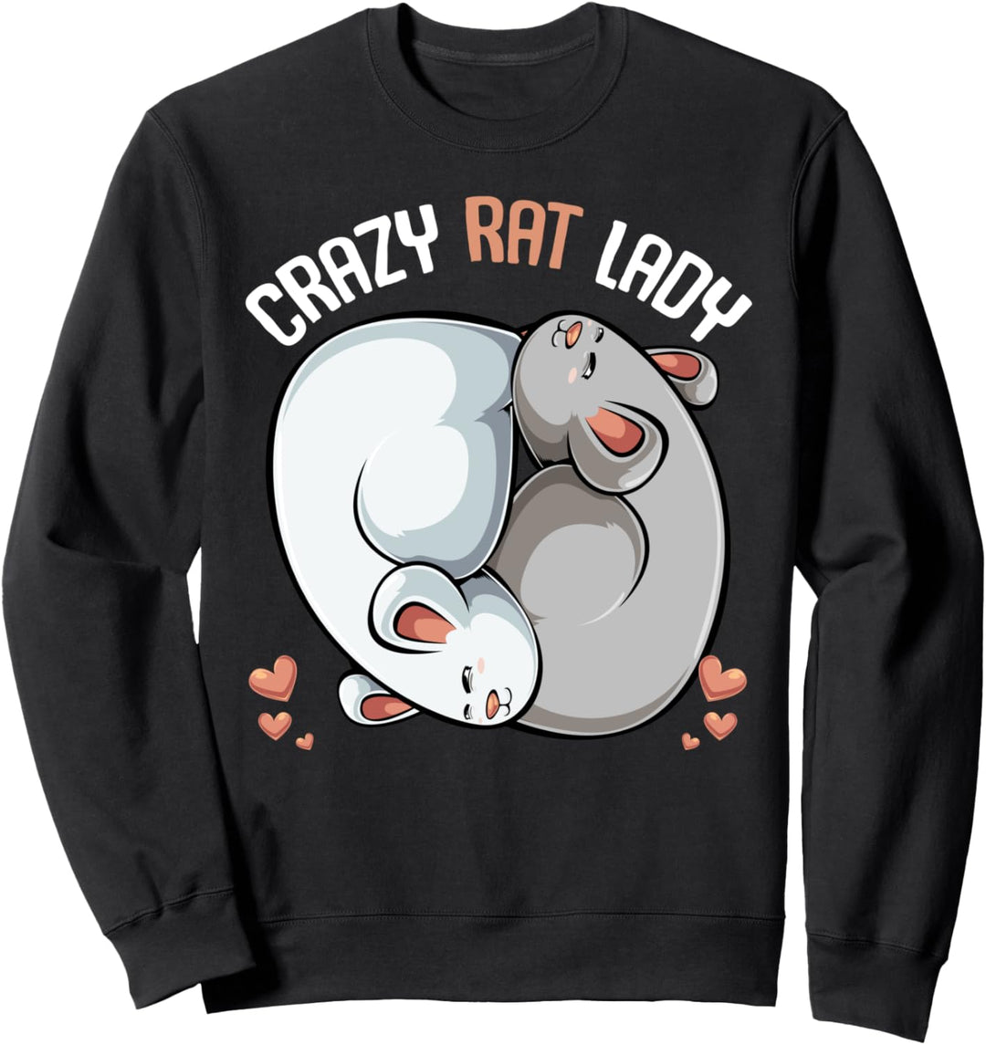 Crazy Rat Lady Ying Yang Ratte Nagetier Haustier Friede Sweatshirt