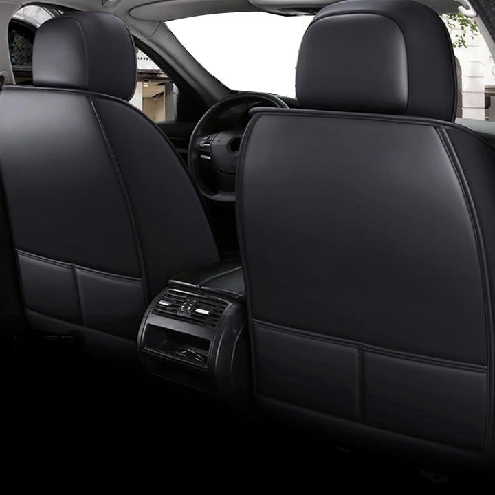 Universal Autositzbezüge Auto Vordersitz 2 Stück Set wasserdicht PU Leder Autositzbezüge Fit für Sko