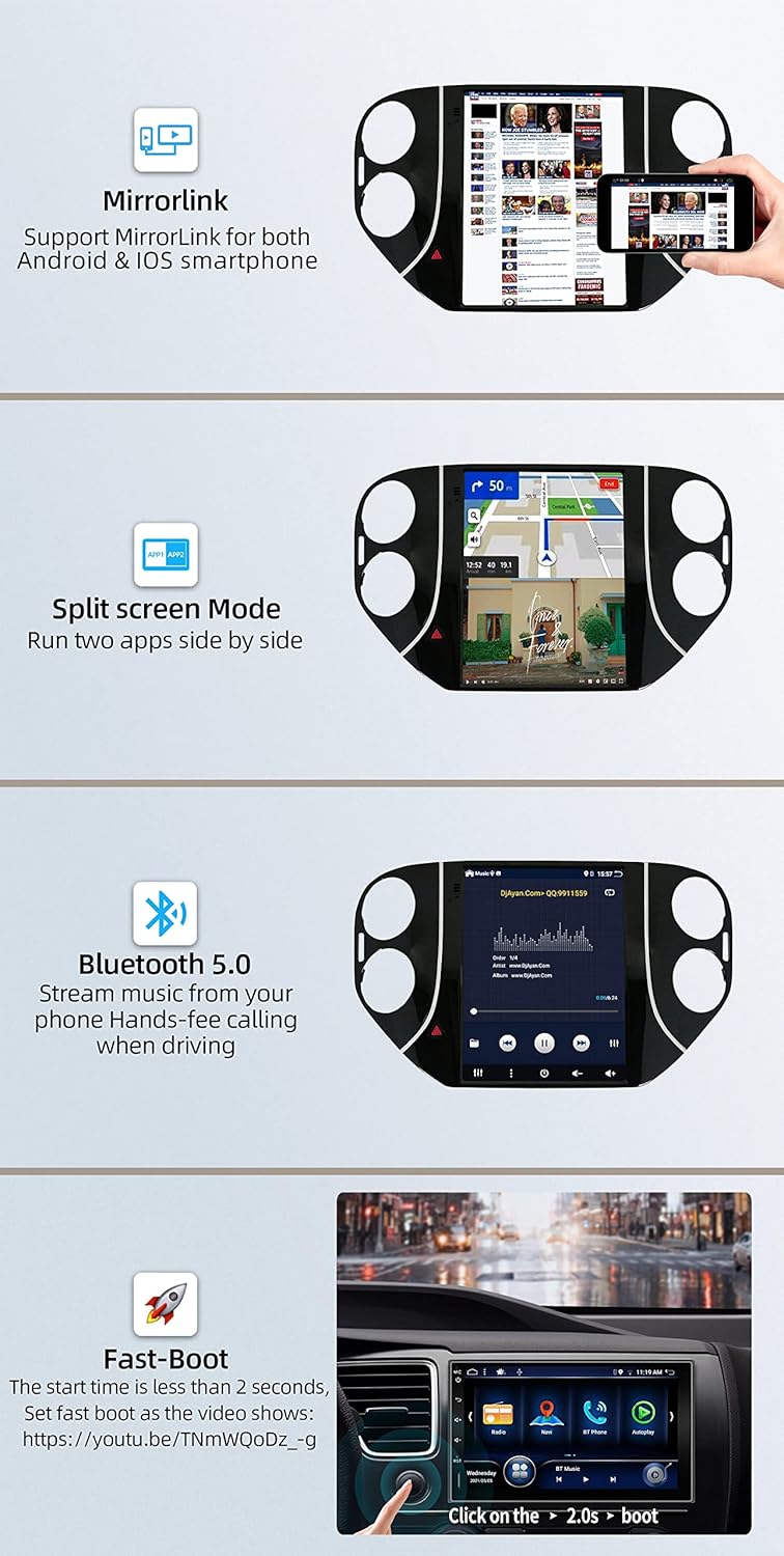 JOYX - 【6G+128G】 - Android 15 IPS Autoradio Passt für VW Tiguan (2010-2012) - Kabellos CarPlay/Andro