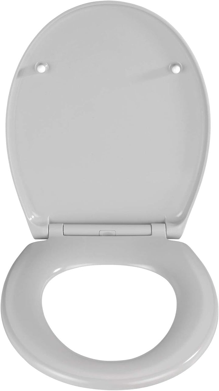WENKO WC-Sitz Samos Concrete-Grey, hygienischer Toilettensitz mit Absenkautomatik, mit Fix-Clip Hygi