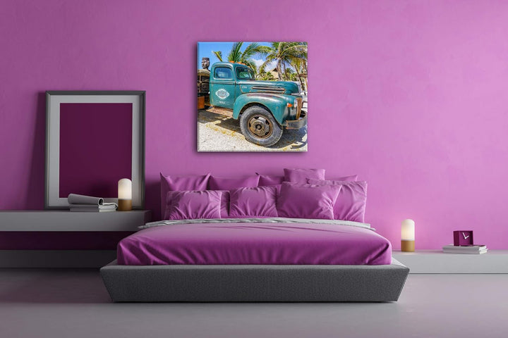 deyoli Alter LKW in Mexiko Format: 70x70 als Leinwandbild, Motiv fertig gerahmt auf Echtholzrahmen,