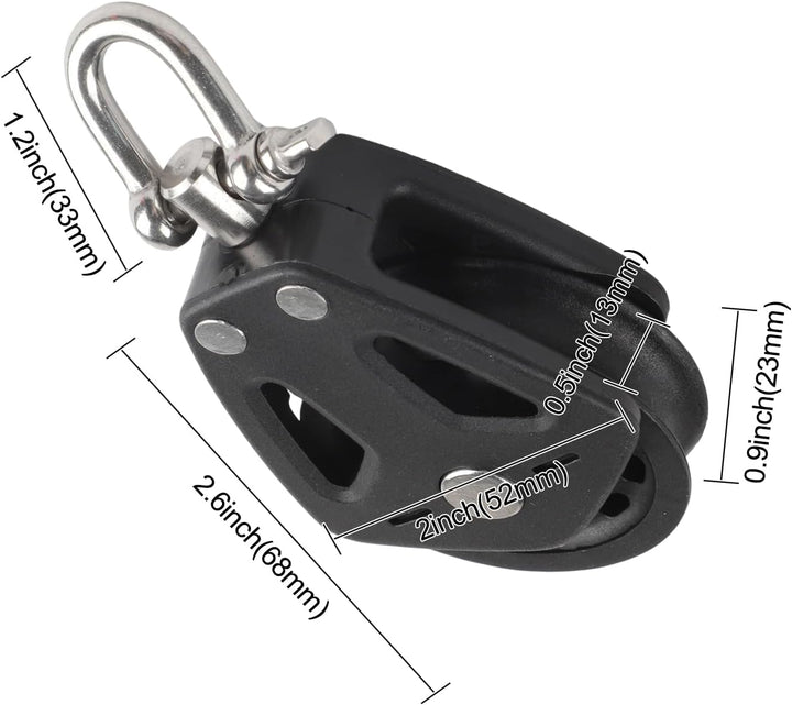 2 x schwerer Seilzugblock, Nylon-Einzelrolle, drehbares Kühlergrill, Segelboot, Marine-Zubehör mit e