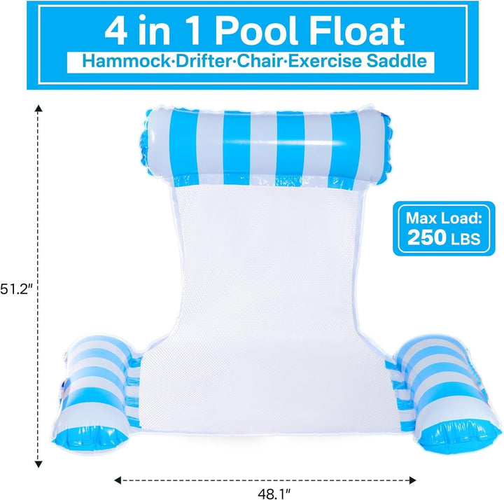 Luftmatratze Wasser,Luftmatratze pool,4 In 1 Aufblasbare Wasserhängematte,Wasserspielzeug Schwebende