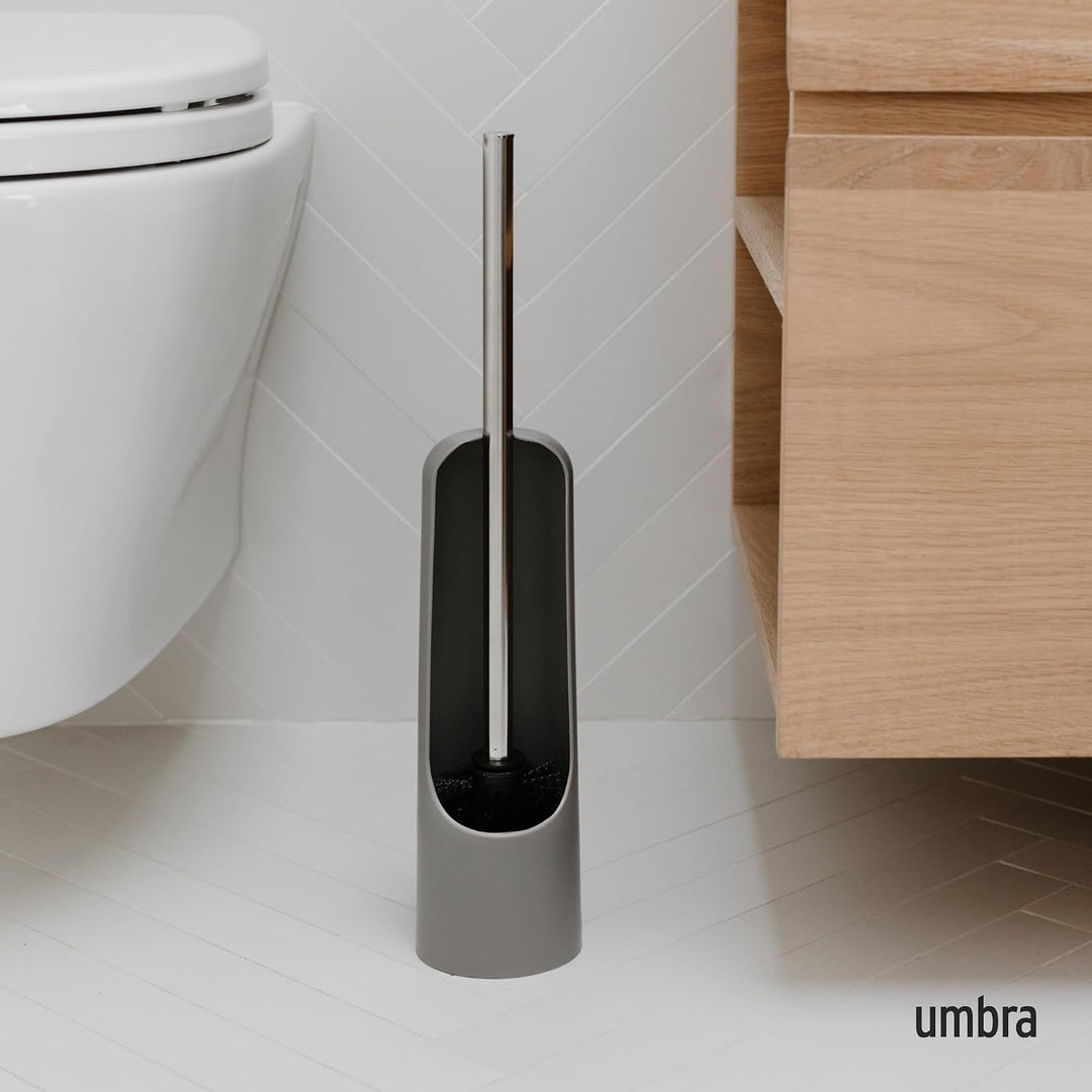 Umbra Touch WC-Bürste mit Halterung – Toilettenbürste mit verstecktem Behälter, langlebig, Schlichte