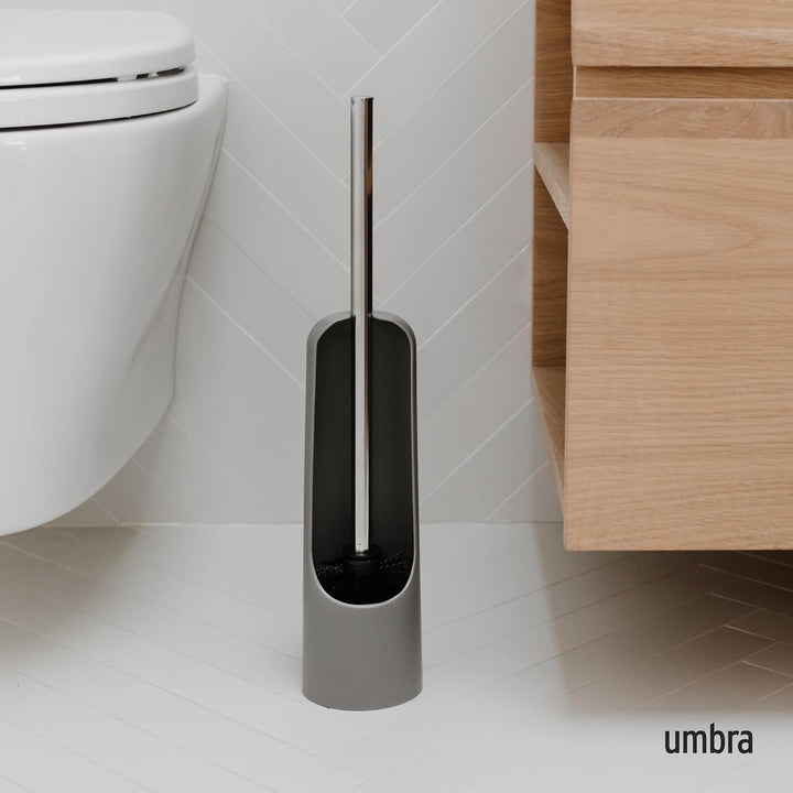 Umbra Touch WC-Bürste mit Halterung – Toilettenbürste mit verstecktem Behälter, langlebig, Schlichte