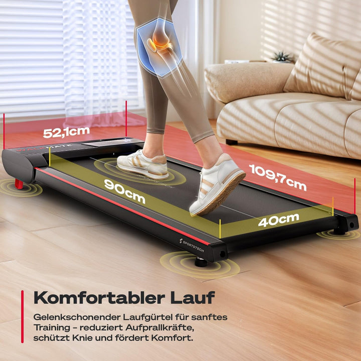 Sportstech Walking Pad - Laufband Für Zuhause mit Steigung bis 5% | 1-6km/h, inklusive App Mitglieds