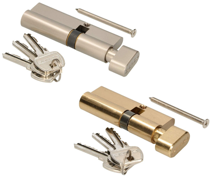 KOTARBAU Schliesszylinder 35/45 Nickel Mit Knauf Zylinderschloss Profilzylinder Türzylinder Schloss