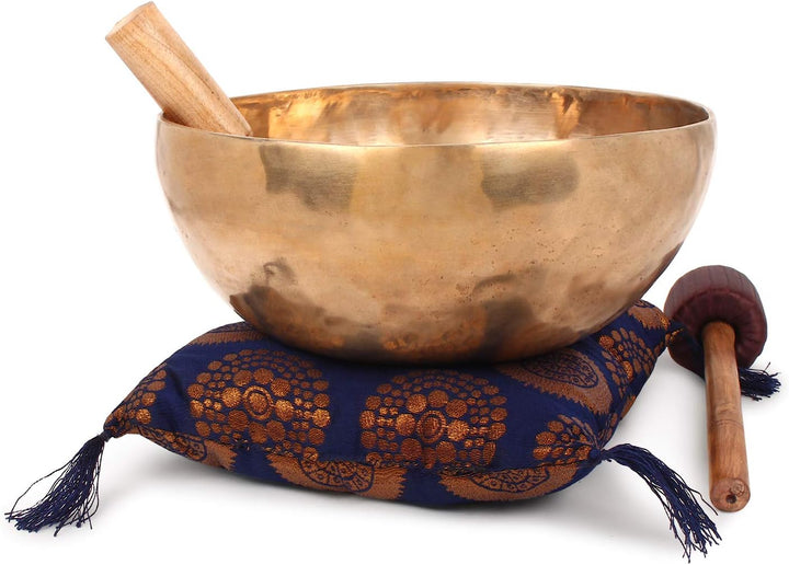 Ajuny Himalaya-Klangschale mit Klangheilung, Meditation, handgehämmert, einfarbig, goldene Bengalisc