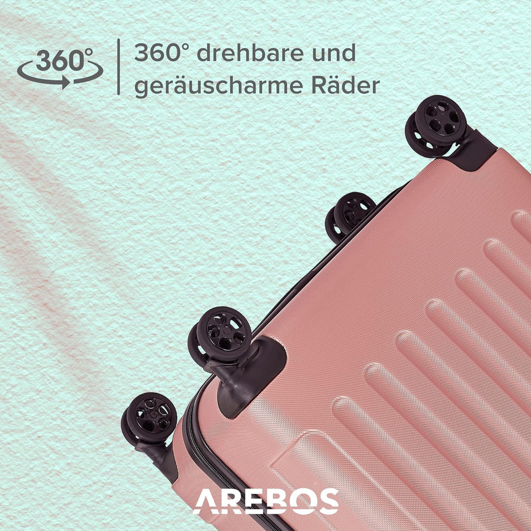 Arebos Reisekoffer 3er Set I ABS-Hartschale I Trolley Kofferset I Teleskopgriff I Inkl. Reissverschl