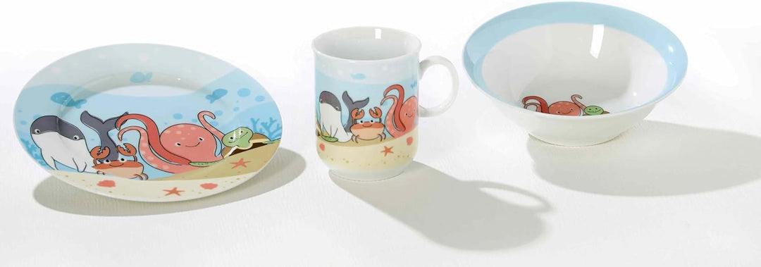 Ritzenhoff &amp; Breker Kinder-Set Unterwasserwelt 7-teilig, Porzellan-Kindergeschirr mit Schale Becher