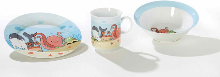 Ritzenhoff &amp; Breker Kinder-Set Unterwasserwelt 7-teilig, Porzellan-Kindergeschirr mit Schale Becher