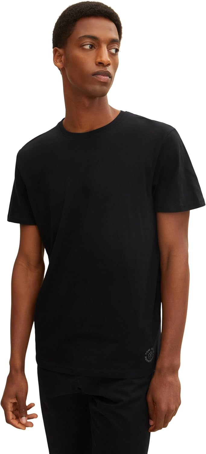 Tom Tailor Herren Doppelpack Crewneck T-Shirt M 29999 - Black, M 29999 - Black